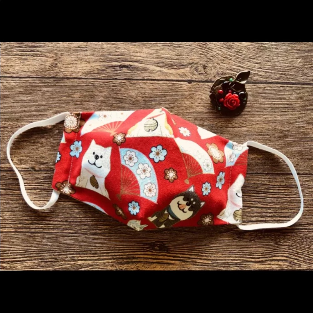 Japanese Mask in shibainu pattern (Red)